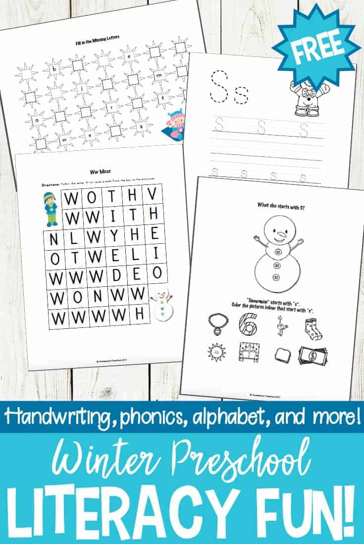 Preschoolers will work on letter recognition, handwriting, phonics, and more in these engaging winter-themed preschool literacy activities!