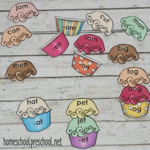 Printable Ice Cream Build a Word Family Game