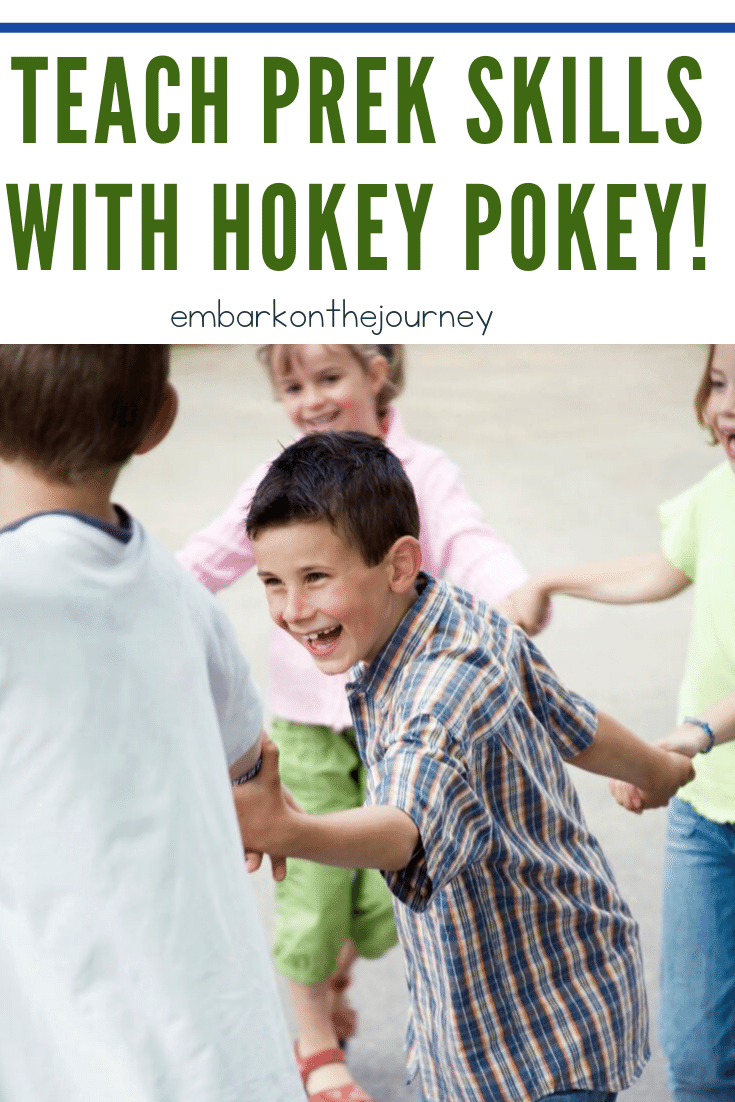 You won't believe how easy it is sneak some learning into a  Hokey Pokey preschool game! It's a fun and engaging way to teach body parts, positions, and more.