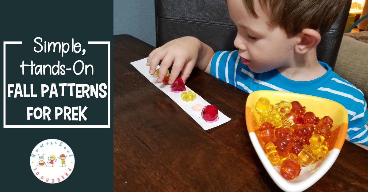 With items you can find around the house or at your local dollar store, set your kids up with this simple hands-on fall patterns preschool activity.