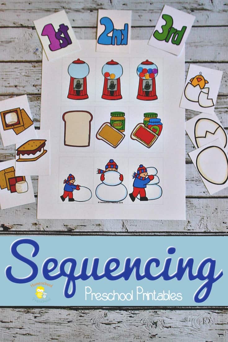 Teaching sequencing to preschoolers helps them learn to make order in their world. It's an important beginner math skill, as well. This set of printable sequencing cards is a great place to start! | homeschoolpreschool.net