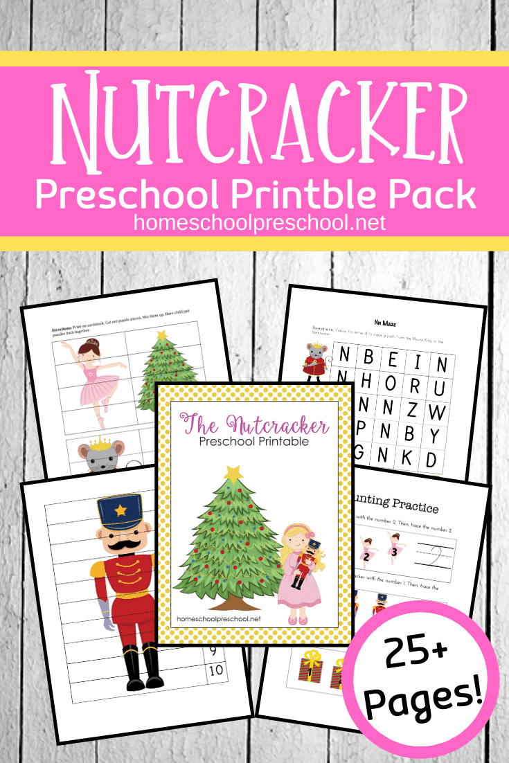Focus on early math and literacy skills when you add these printable nutcracker activities to your holiday preschool lessons. 