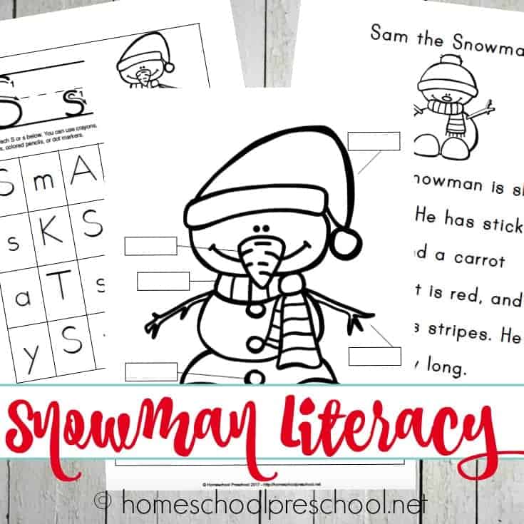 This snowman unit study is designed with your preschooler in mind! It's packed with fun hands-on activities, snack ideas, arts and crafts, books, videos, and a 40-page printable learning pack! | @homeschlprek