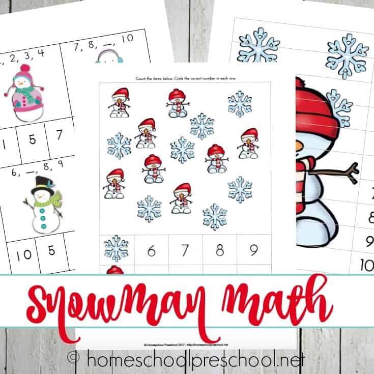 This snowman unit study is designed with your preschooler in mind! It's packed with fun hands-on activities, snack ideas, arts and crafts, books, videos, and a 40-page printable learning pack! | @homeschlprek