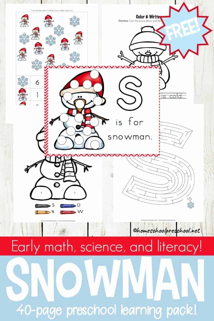 Winter is here, and it's the perfect time to add preschool snowman activities and printables to your homeschool preschool lessons!