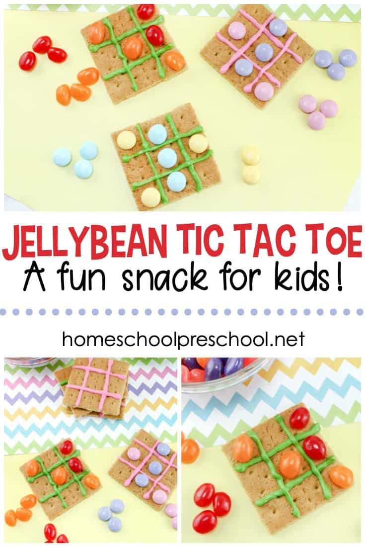 You will be the coolest mom in your play group when you bring this fun jellybean tic tac toe Easter preschool snack to your next playdate!