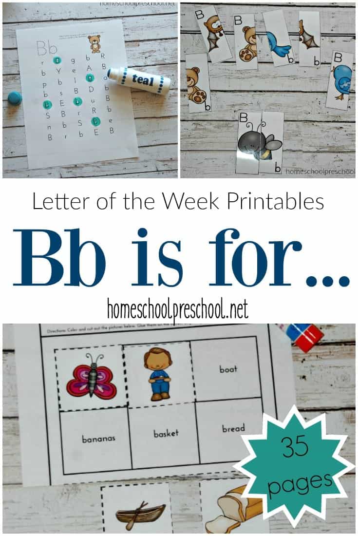 Are you teaching your preschoolers the alphabet? This preschool letter of the week pack is perfect for your Letter B activities!