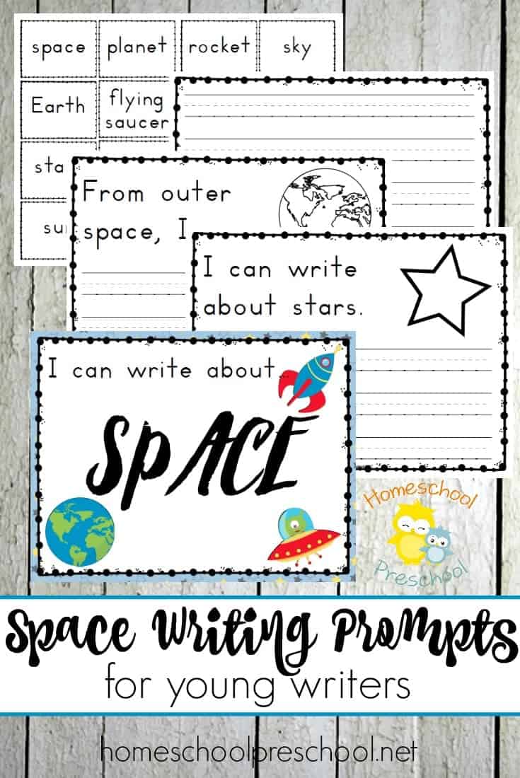 Get your preschoolers in the mood to write with preschool writing prompts that are out of this world! These space prompts are perfect for young writers.