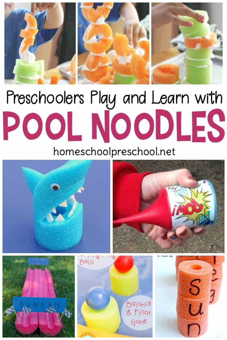 Don't let summer stop you from teaching your preschoolers. These pool noodle ideas are perfect for making your homeschool preschool lessons so much fun!