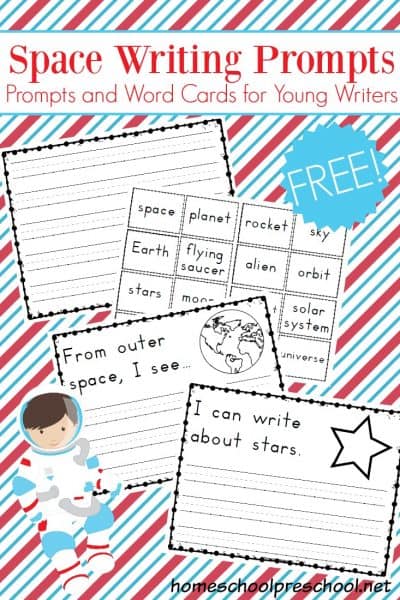 These space themed writing prompts are designed for emergent writers. The simple preschool writing prompts will give new writers confidence. They are out of this world!