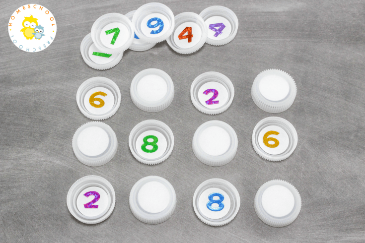 Math-Set-Up Bottle Cap Low Prep Math Game for Preschoolers