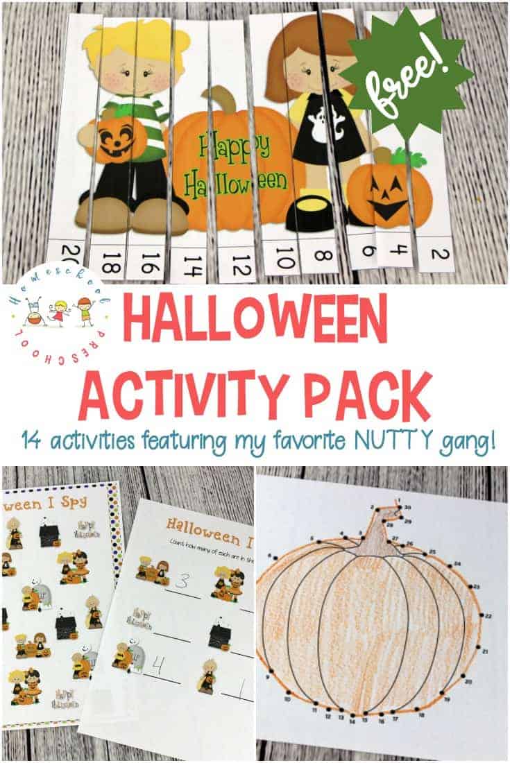 Is Halloween really just a few weeks away? Here's a fun Halloween printable activity pack for preschoolers. It features characters from my favorite Nutty gang!