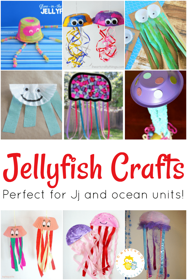 Grab some coffee filters, cupcake liners, buttons, and other supplies to create fun jellyfish crafts. These are perfect for your homeschool preschool lessons. 