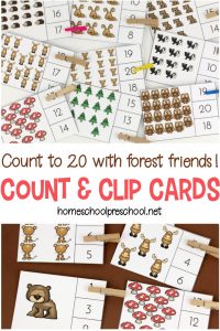 Preschool Printable Forest Count and Clip Cards
