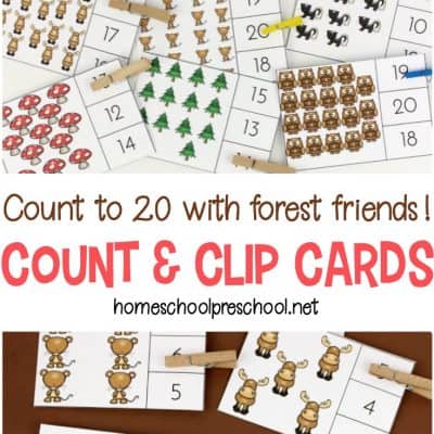 Preschool Printable Forest Count and Clip Cards