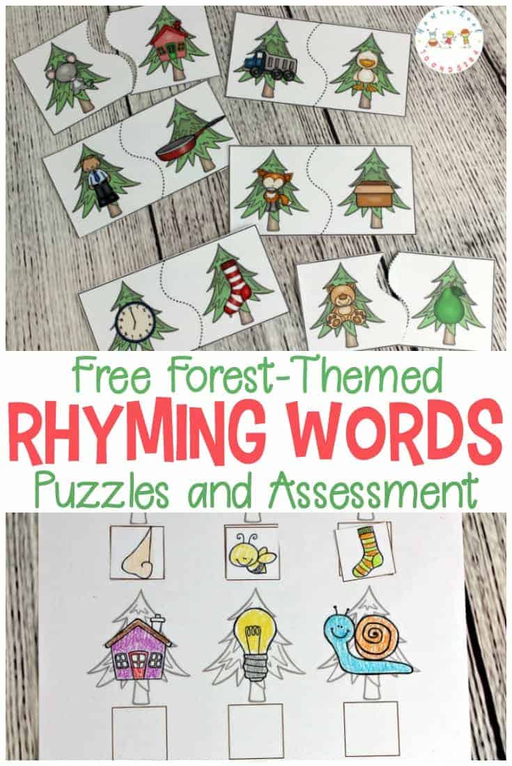Forest-Themed Printable Rhyming Puzzles for Kids