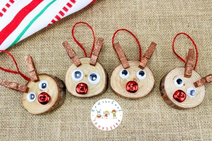 Get kids in the holiday spirit with these adorable Rudolph ornaments they can make all on their own! Decorate your Christmas tree or give them as gifts. 