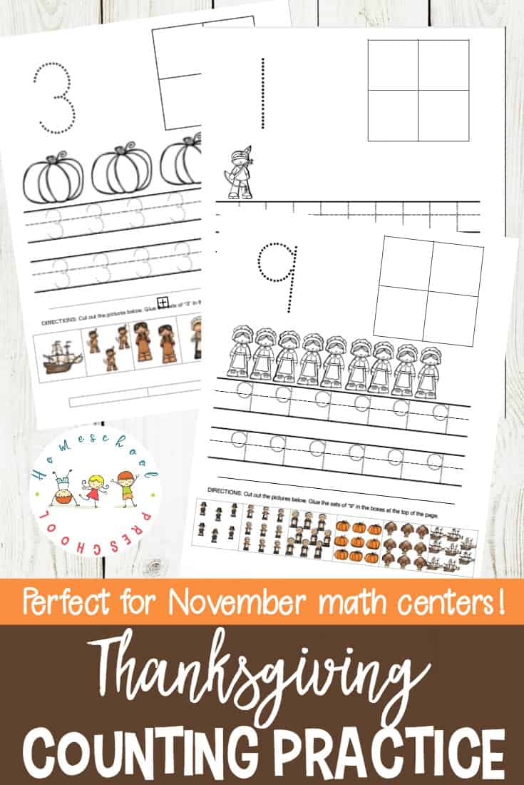 Your preschoolers will love practicing counting to ten with these Thanksgiving preschool number worksheets. Add them to your holiday math centers!