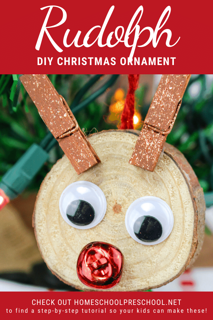 Get kids in the holiday spirit with these adorable Rudolph ornaments they can make all on their own! Decorate your Christmas tree or give them as gifts. 