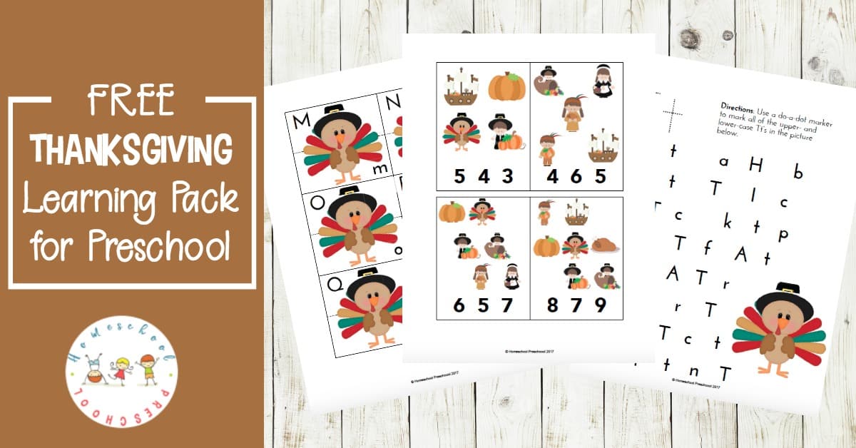 This pack of Thanksgiving printable activities was designed with your preschoolers in mind. Little ones will focus on early math and literacy skills with these fun activities. 