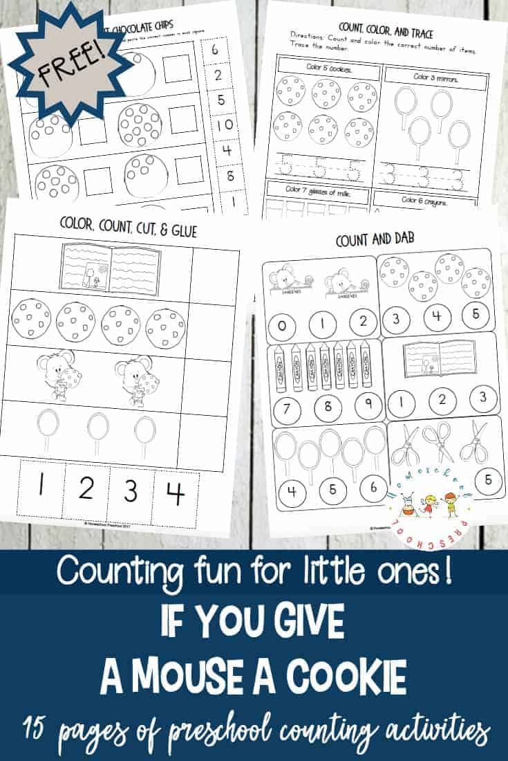 Preschoolers will practice counting to ten in this pack of If You Give a Mouse a Cookie counting activities. Add these fun activities to your math centers!