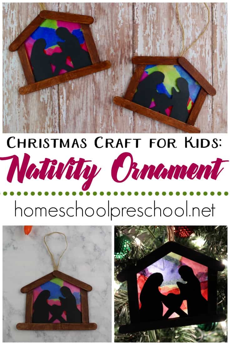 These simple nativity ornament craft for kids is not only beautiful on the tree, but it is a perfect afternoon activity for preschoolers!