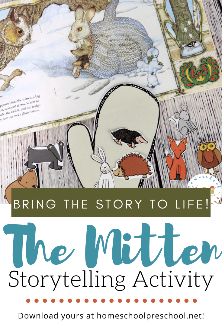 Do your kids love Jan Brett books? If so, they're going to love this The Mitten story printable and hands-on activity! Perfect for winter homeschool lessons!