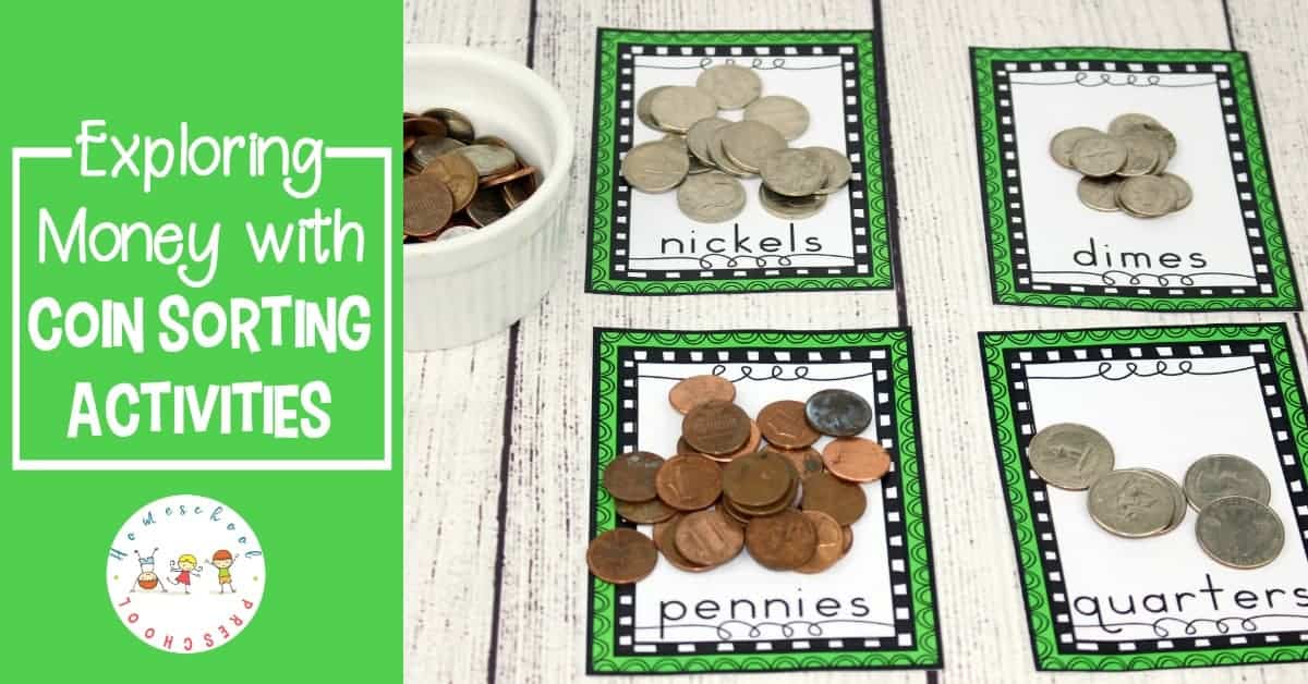 Exploring money with preschoolers is fun with these preschool coin sorting activities. Preschool math is fun when you use real money! 