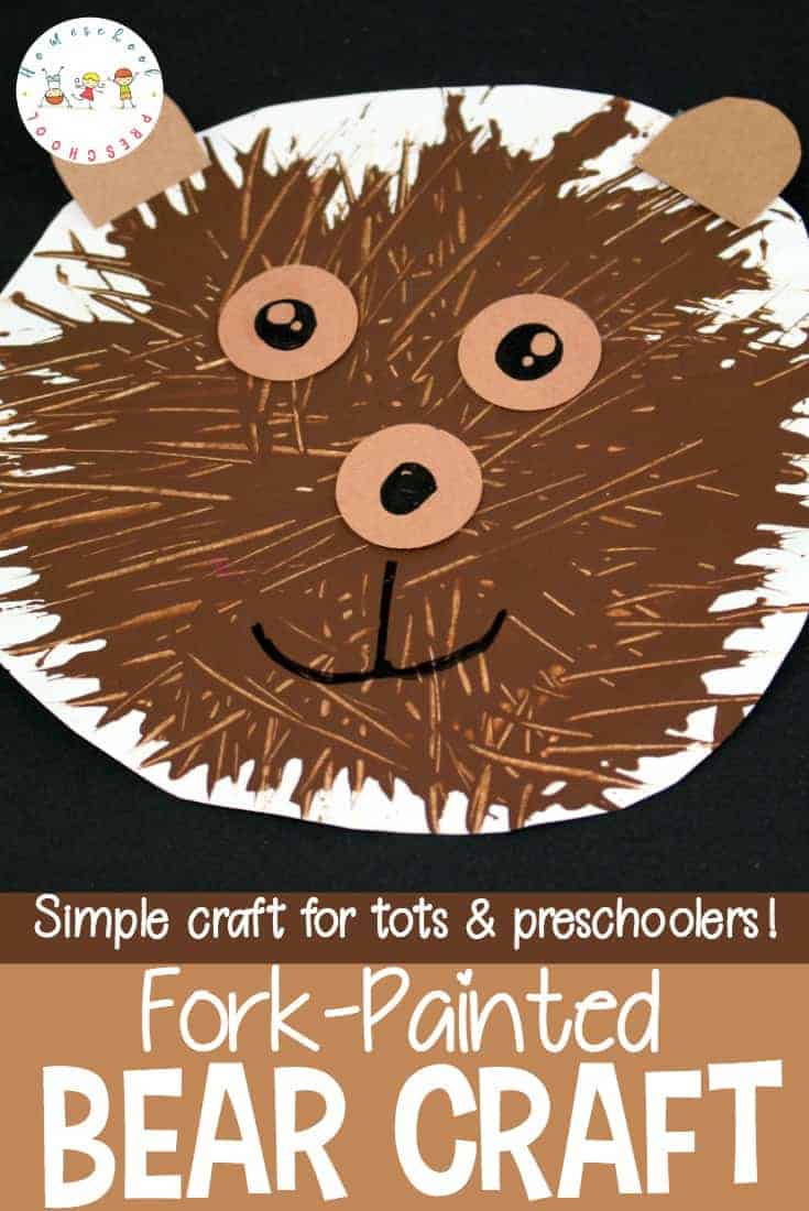 fork-painted-bear-craft Easy Paper Weaving Rocket Craft for Preschoolers