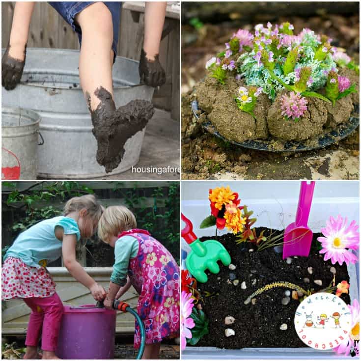 Playing in the mud is the perfect activity after a rainy day! No rain? No problem. Turn on the hose, and let kids get down and dirty with these mud play activities. 
