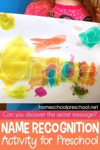Secret Message Name Recognition Activity for Preschoolers