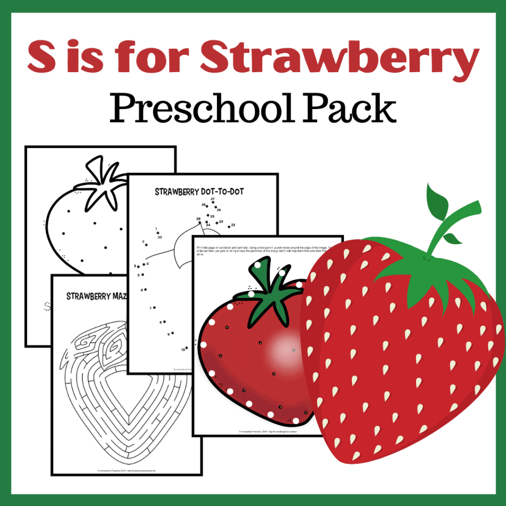 S is for Strawberry Preschool Printable Learning Pack