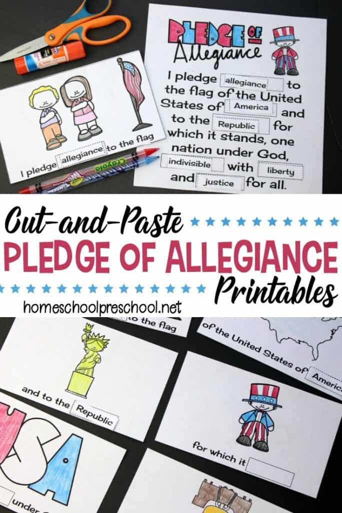 Cut and Paste Pledge of Allegiance Words Printable