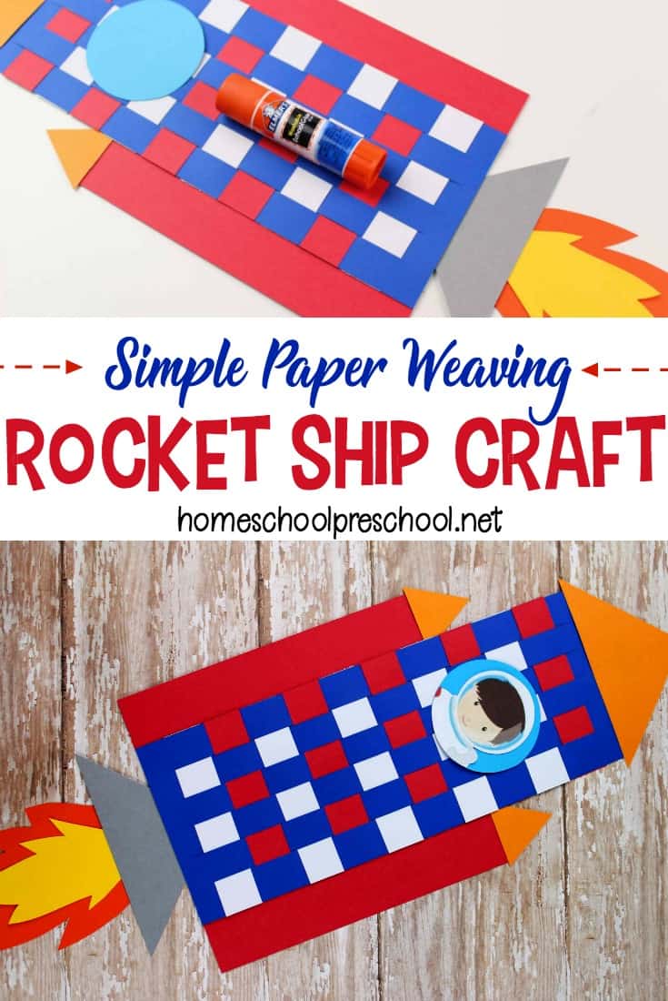 rocket-craft-for-preschoolers Easy Paper Weaving Rocket Craft for Preschoolers