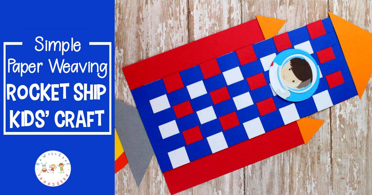 rocket-ship-craft-for-kids Easy Paper Weaving Rocket Craft for Preschoolers