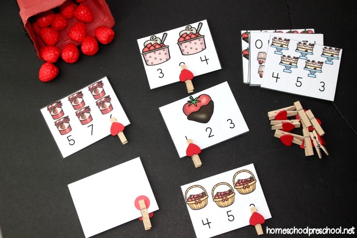 strawberry-preschool-count-and-clip-cards S is for Strawberry Preschool Printables