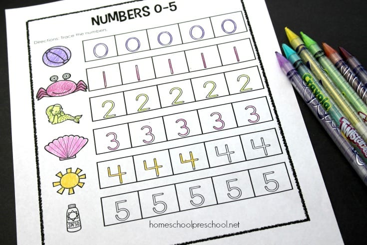 This set of 0-5 preschool number worksheets will help young learners focus on counting, number recognition, number sense, and more. 