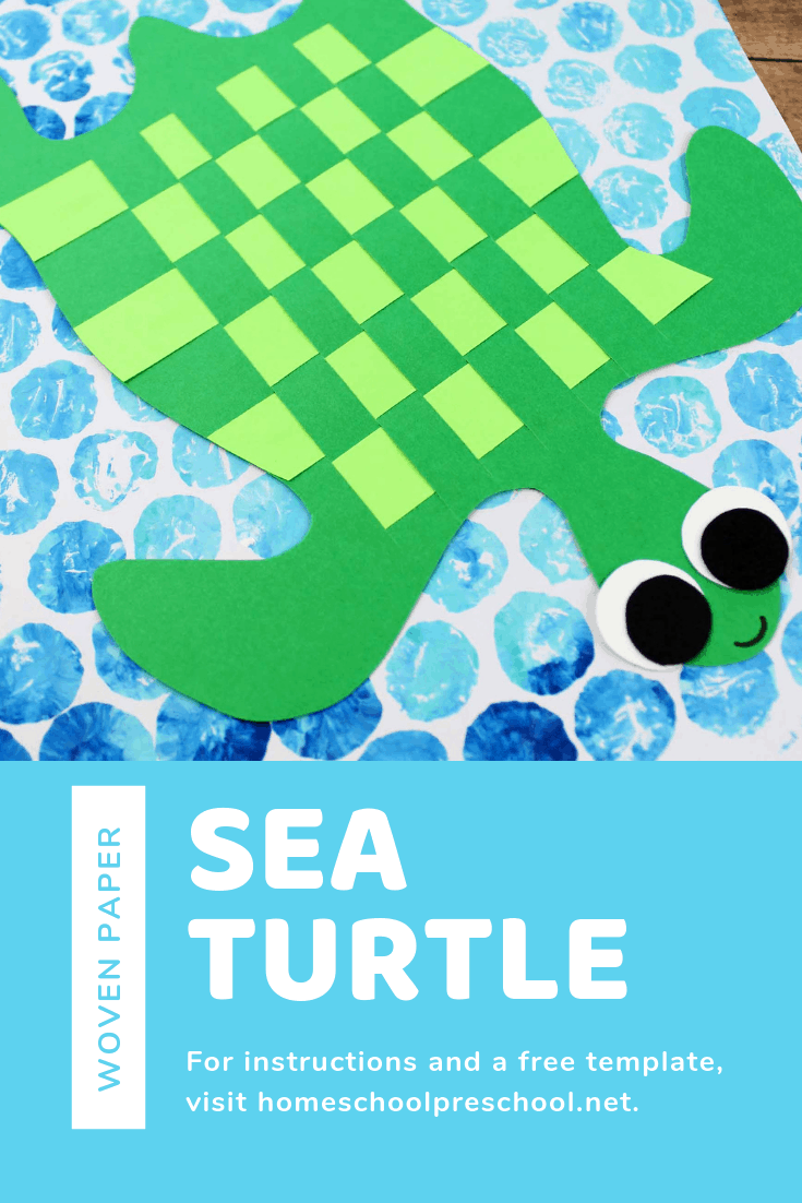 Download the free template and follow the tutorial to make a simple paper-weaving sea turtle kids craft with your preschoolers!
