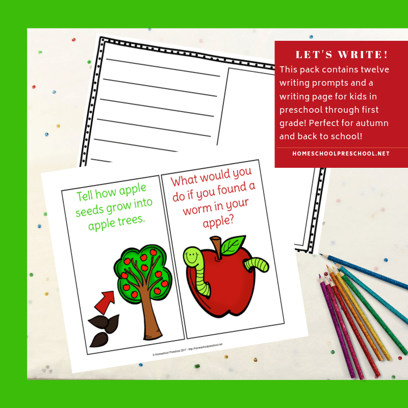 Encourage young writers to get creative with these apple writing task cards. Includes twelve writing prompts and apple writing paper. 
