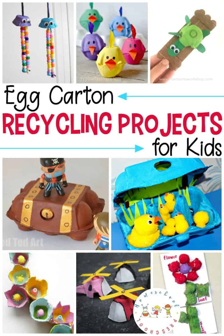 Egg carton recycling projects are perfect for upcycling a common household item into a fun craft or art project with little to no cost.