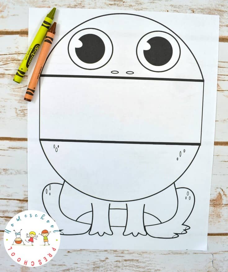 Print this big mouth frog printable coloring page for a cheap and easy activity for kids! Fold, color, and unfold for a fun surprise!