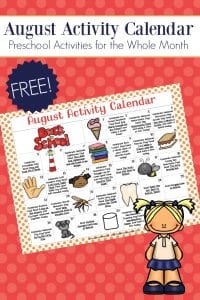 Preschool Activity Calendar for August