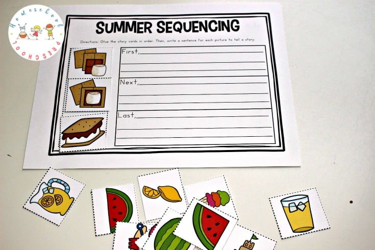 Download this set of fun summer sequencing cards that include puzzles, a sequencing mat, and story telling page for 3 step sequencing cards.