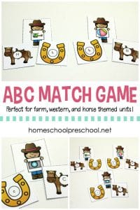 Cowgirl and Horse ABC Match Game