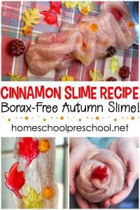 How to Make Cinnamon Scented Fall Slime with Leaves