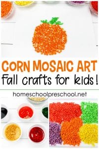 Pumpkin-Themed Corn Mosaic Art Project for Kids