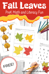 Preschool Leaf Theme Math and Literacy Printables