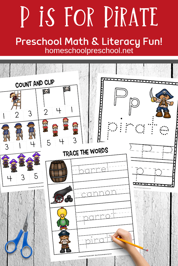 Add these printable activities to your pirate theme preschool plans. Celebrate Talk Like a Pirate Day or add them to your Letter of the Week lessons.
