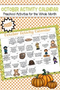 Preschool Activity Calendar for October