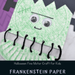Kids will love building their fine motor muscles as they lace up this super fun Frankenstein paper plate craft. Perfect for Halloween preschool activities!
